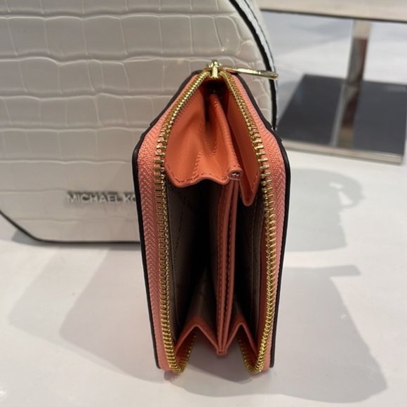 Michael Kors Jet Set Travel Medium Zip Around Card Case Sherbert Multi - Picture 11 of 15